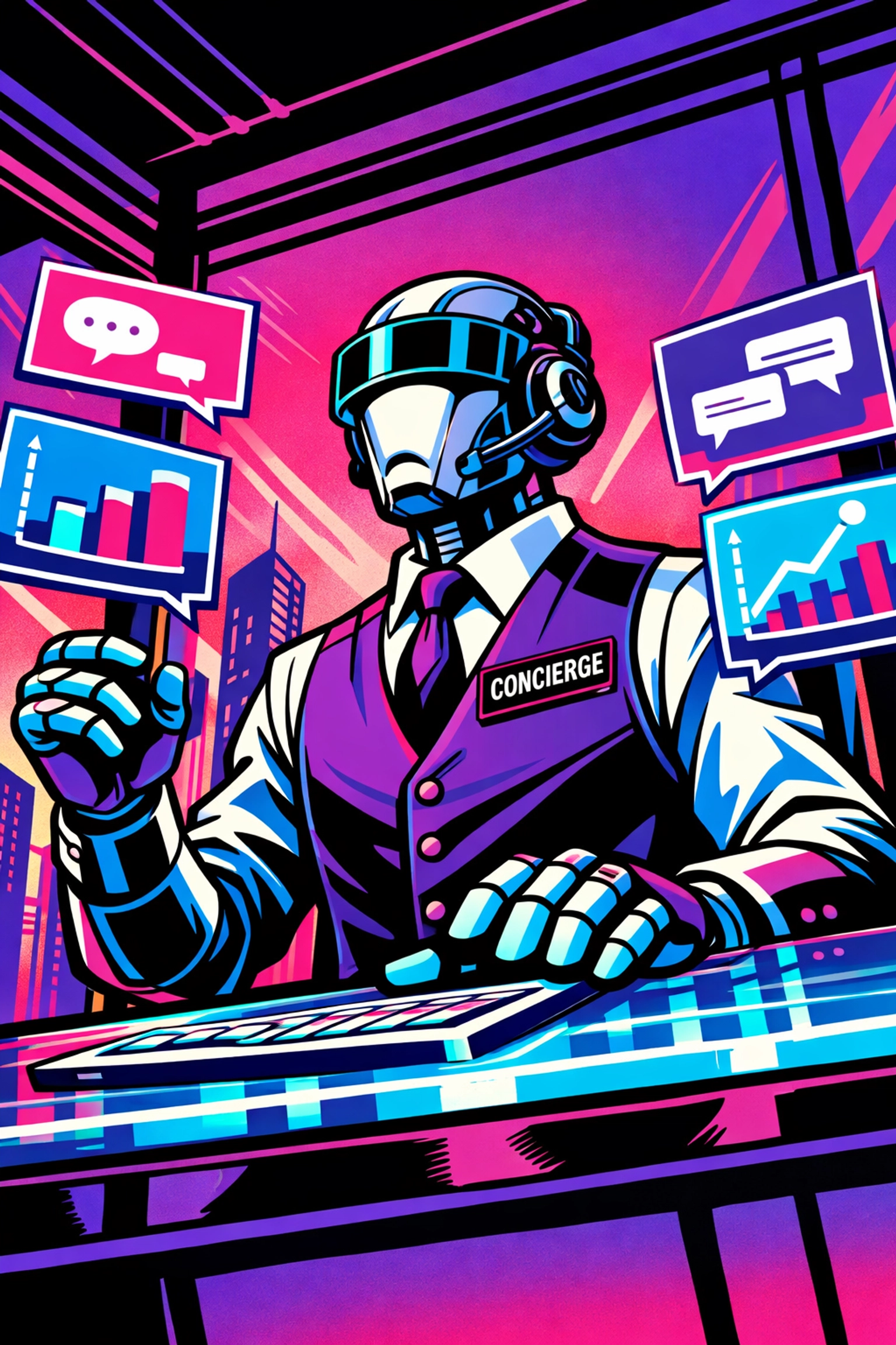 A professional AI assistant for small business managing multiple digital tasks and email filters efficiently.