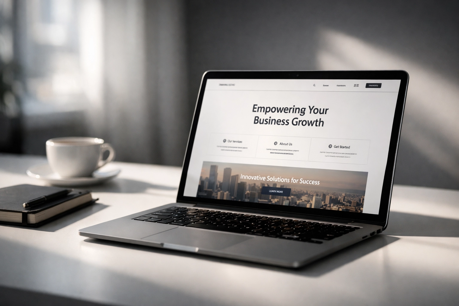 Modern B2B website displayed on laptop showcasing clear messaging strategy