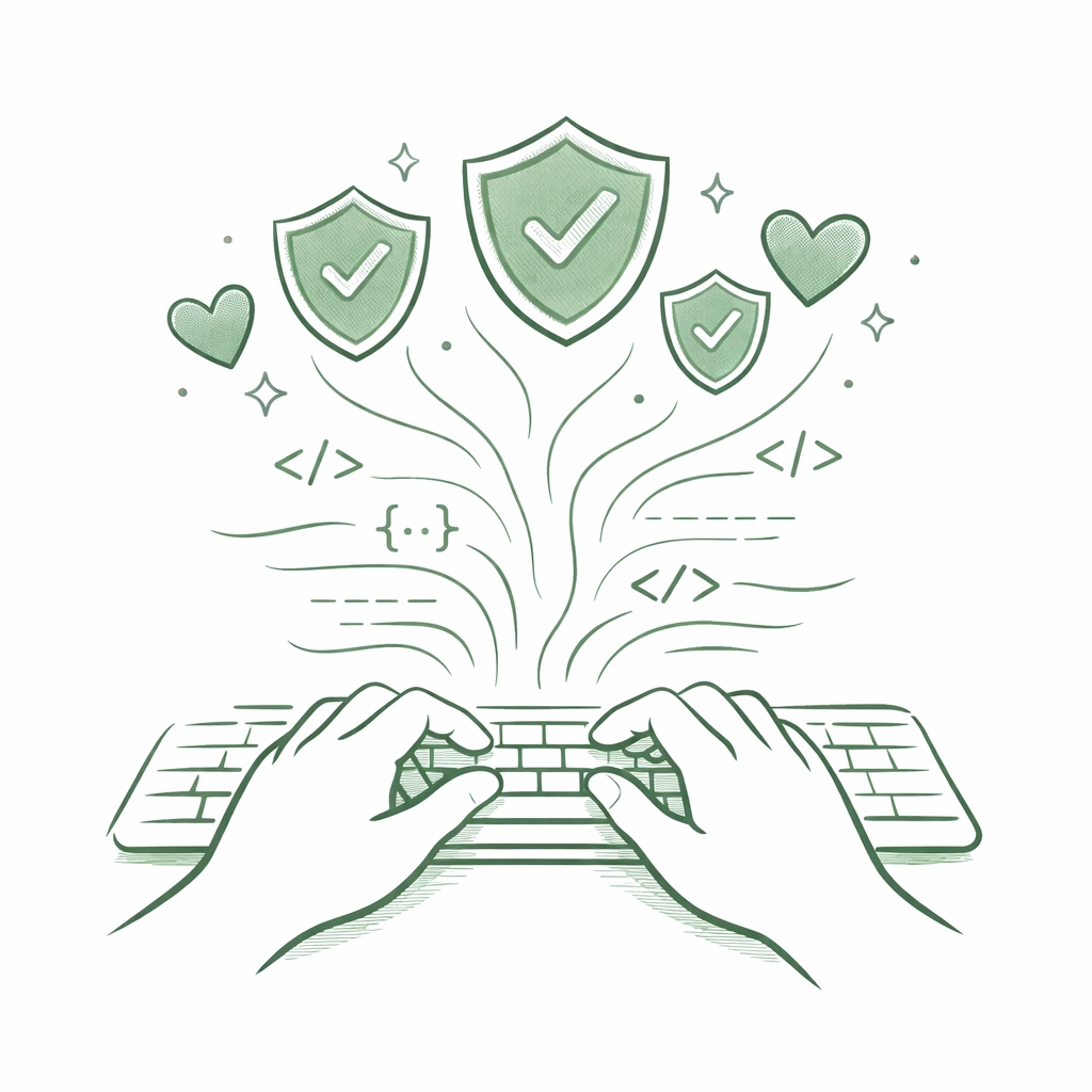 Hands coding empathy algorithm creating digital protection for LGBTQ+ community