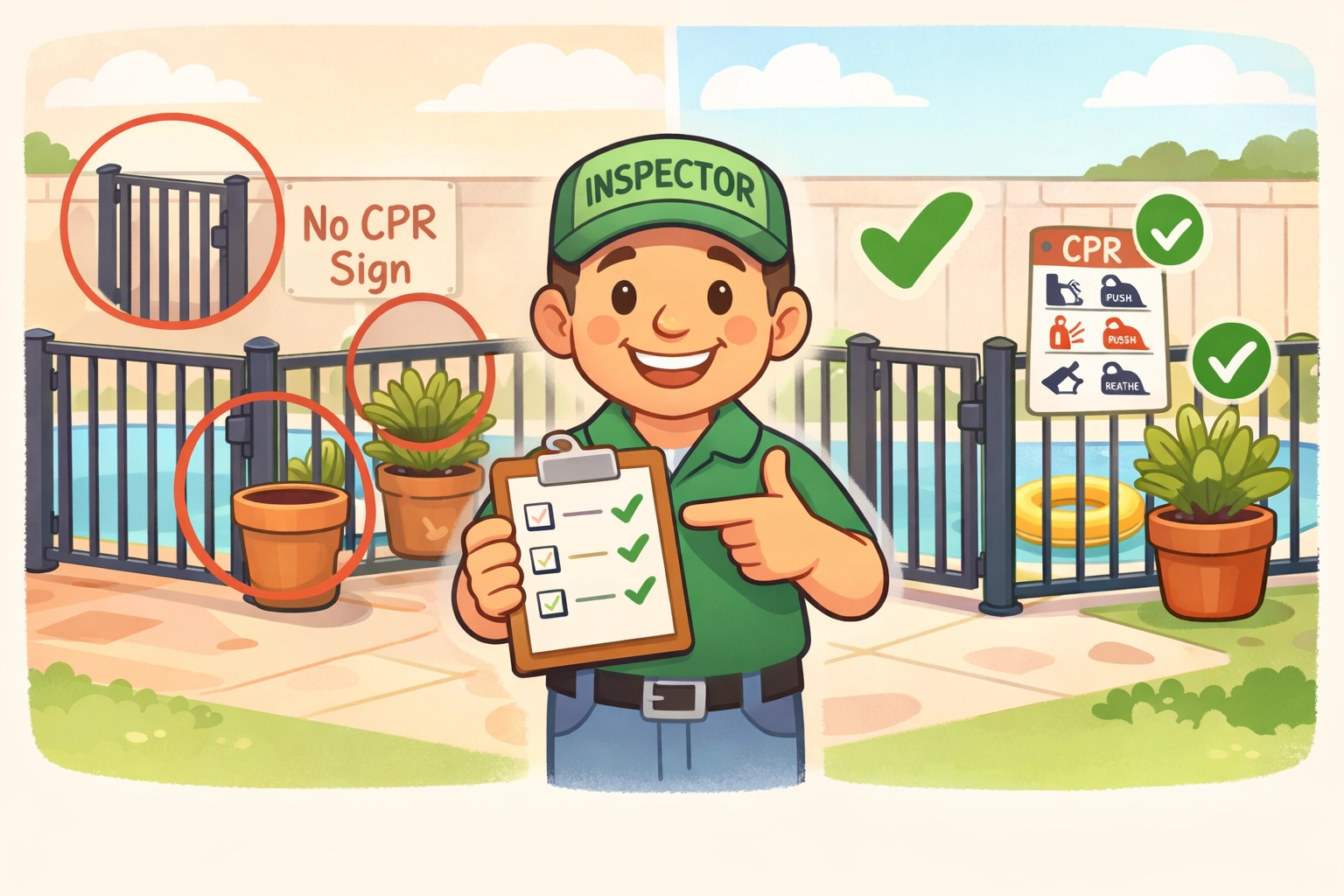 Pool fence compliance checklist showing common issues and repairs needed for safety certificate