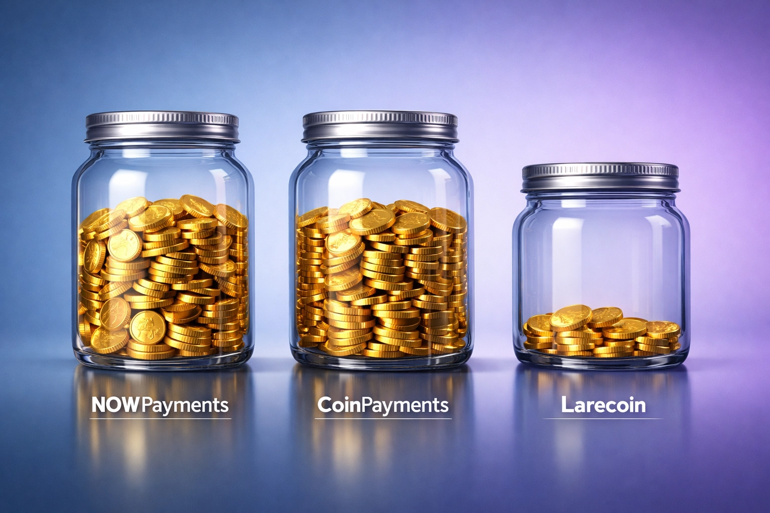 Fee comparison showing Larecoin's lower merchant costs versus NOWPayments and CoinPayments processors