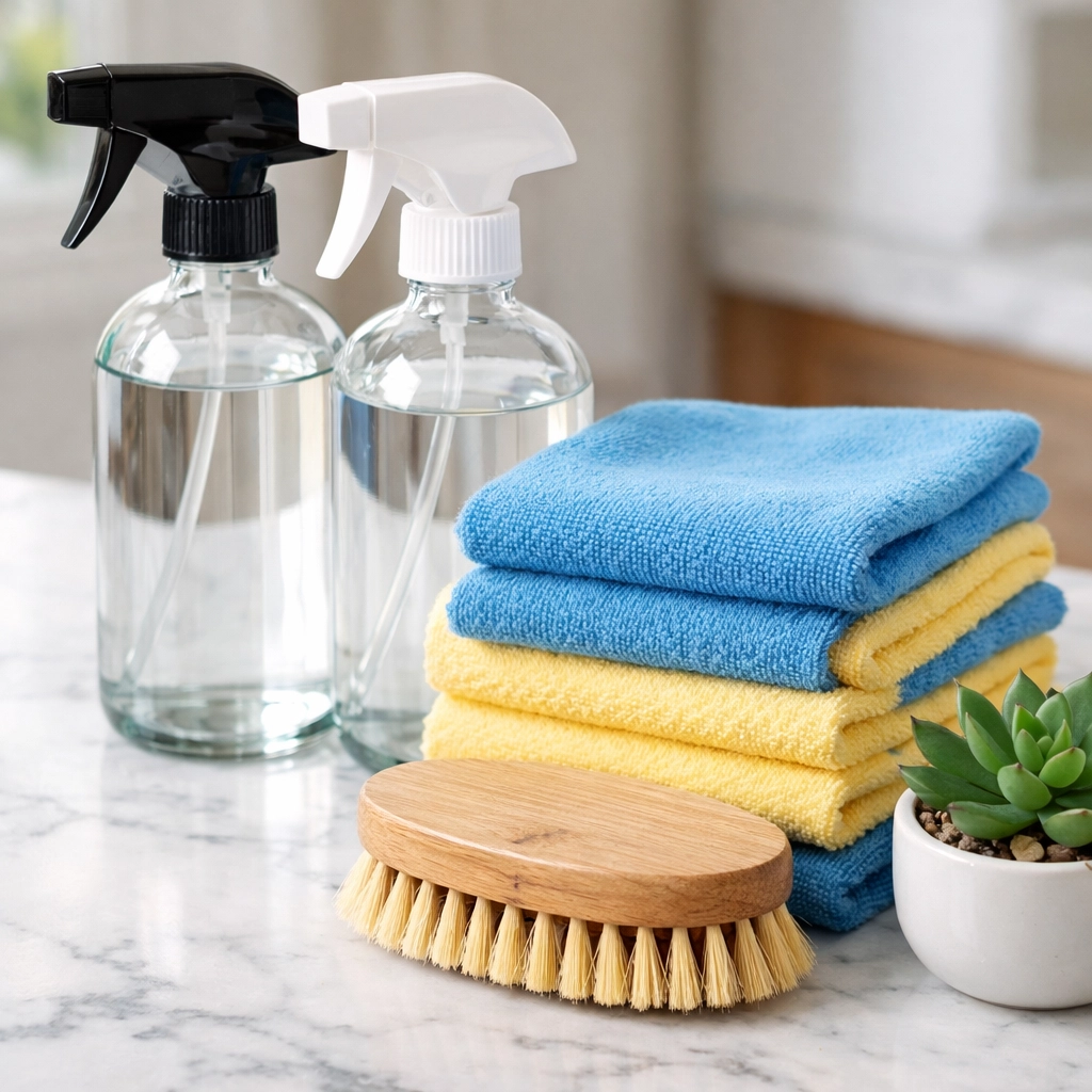 Eco-friendly supplies used for safe apartment cleaning Boston in high-end Seaport residences.