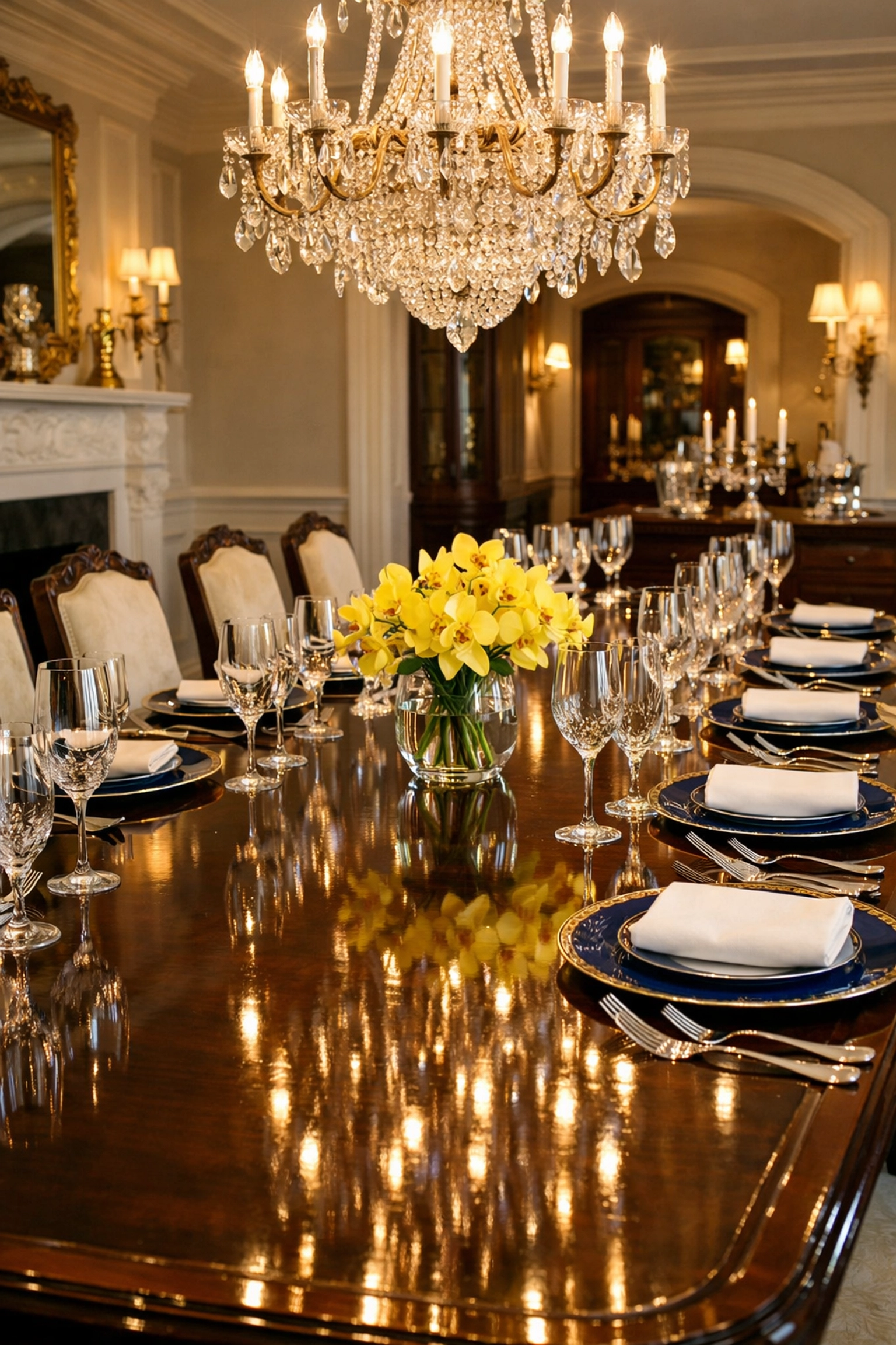 An elegantly set dining table in a Hamilton estate, prepared for guests after Hamilton Luxury Cleaning.