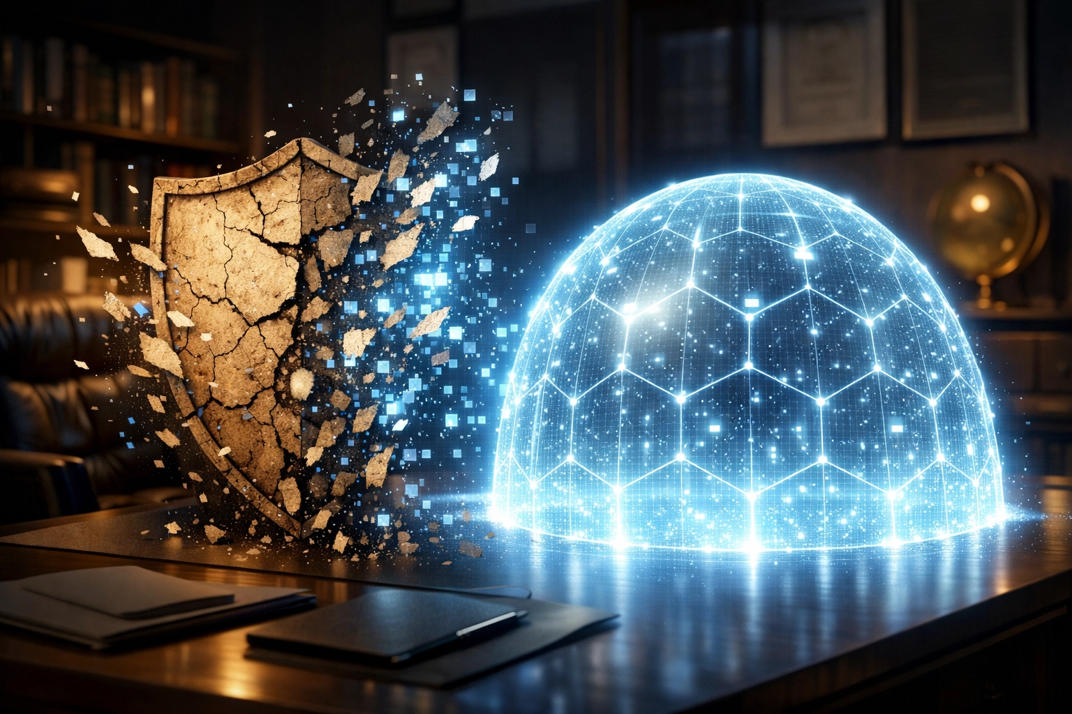 Digital shield representing the shift from paper compliance to proactive 2026 risk mitigation.