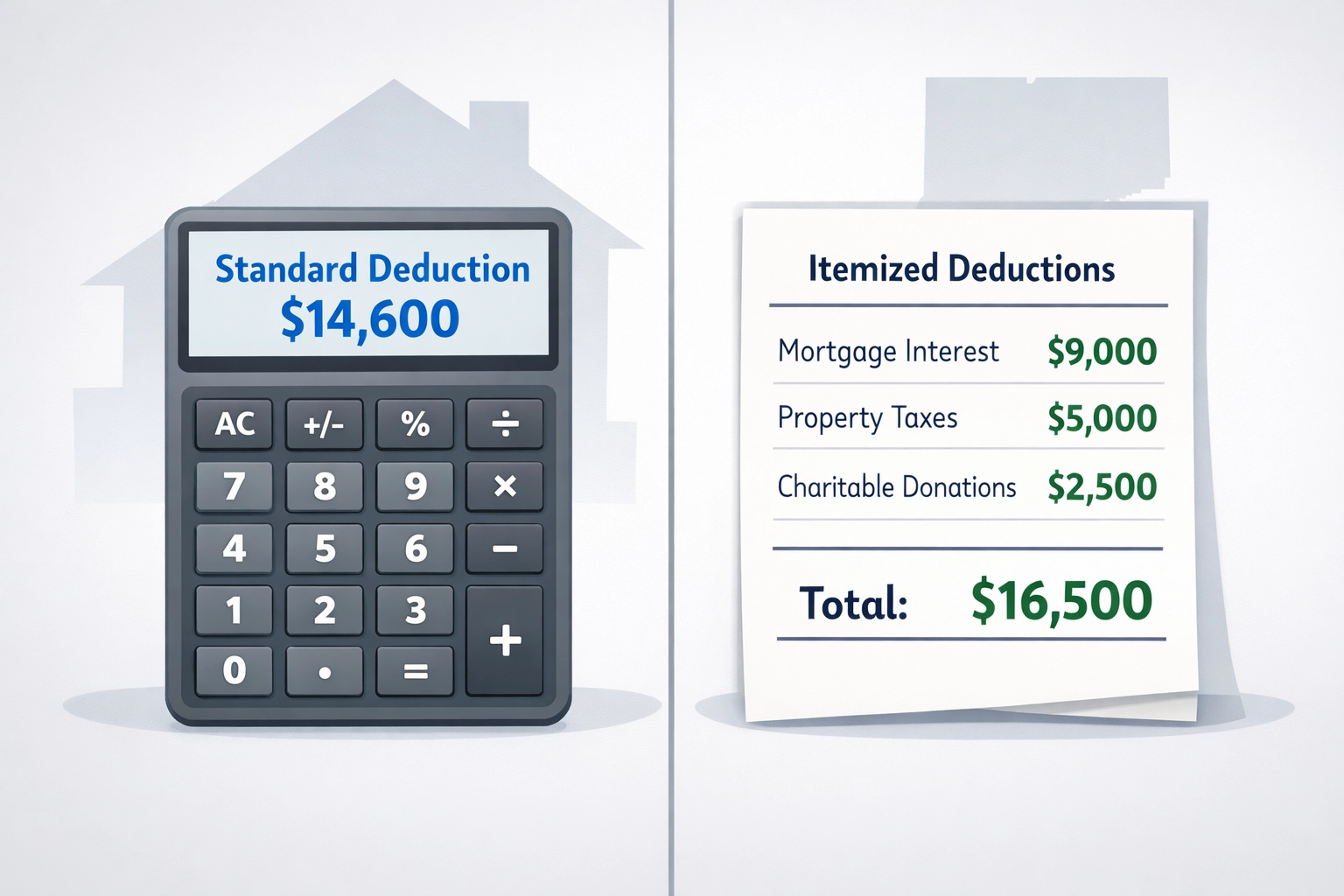 Standard deduction vs itemized deductions comparison for 2026 tax refund