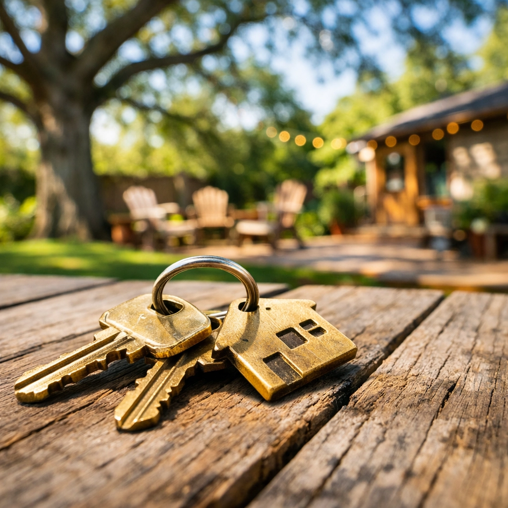 Brass house keys on a table representing a completed fast cash home sale for a Nashville property.