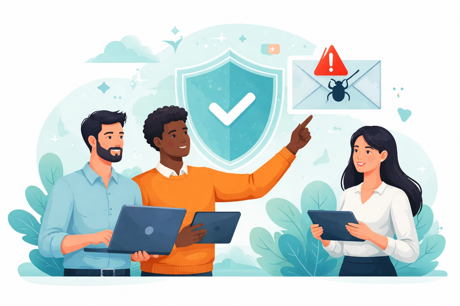 Team of office workers learning how to spot phishing emails, highlighting cybersecurity training for Petoskey IT support