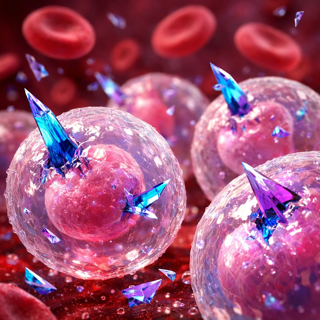 Microscopic nanoplastic particles infiltrating human cells and disrupting endocrine function.