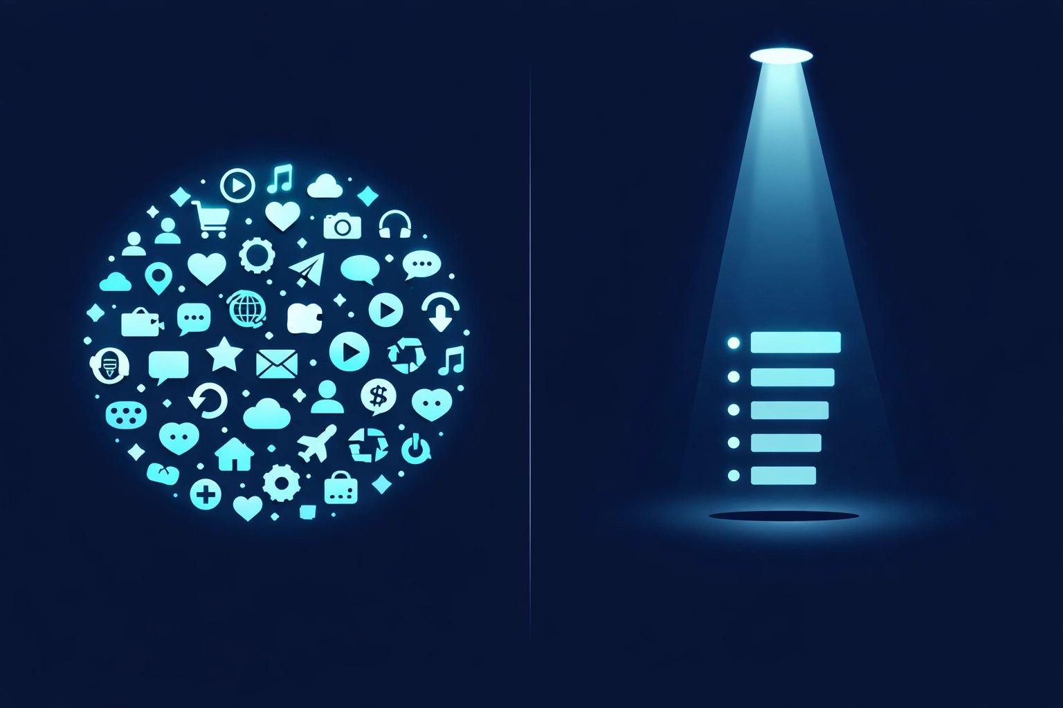 Diagram showing the brand discovery gap between AI search marketplace and Google search results.