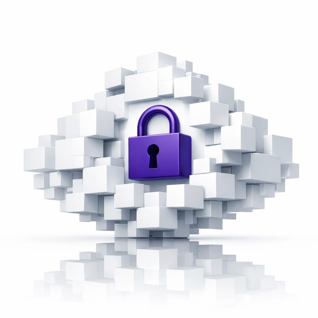 Secure digital vault and padlock illustrating data protection and privacy for automated small business bookkeeping.