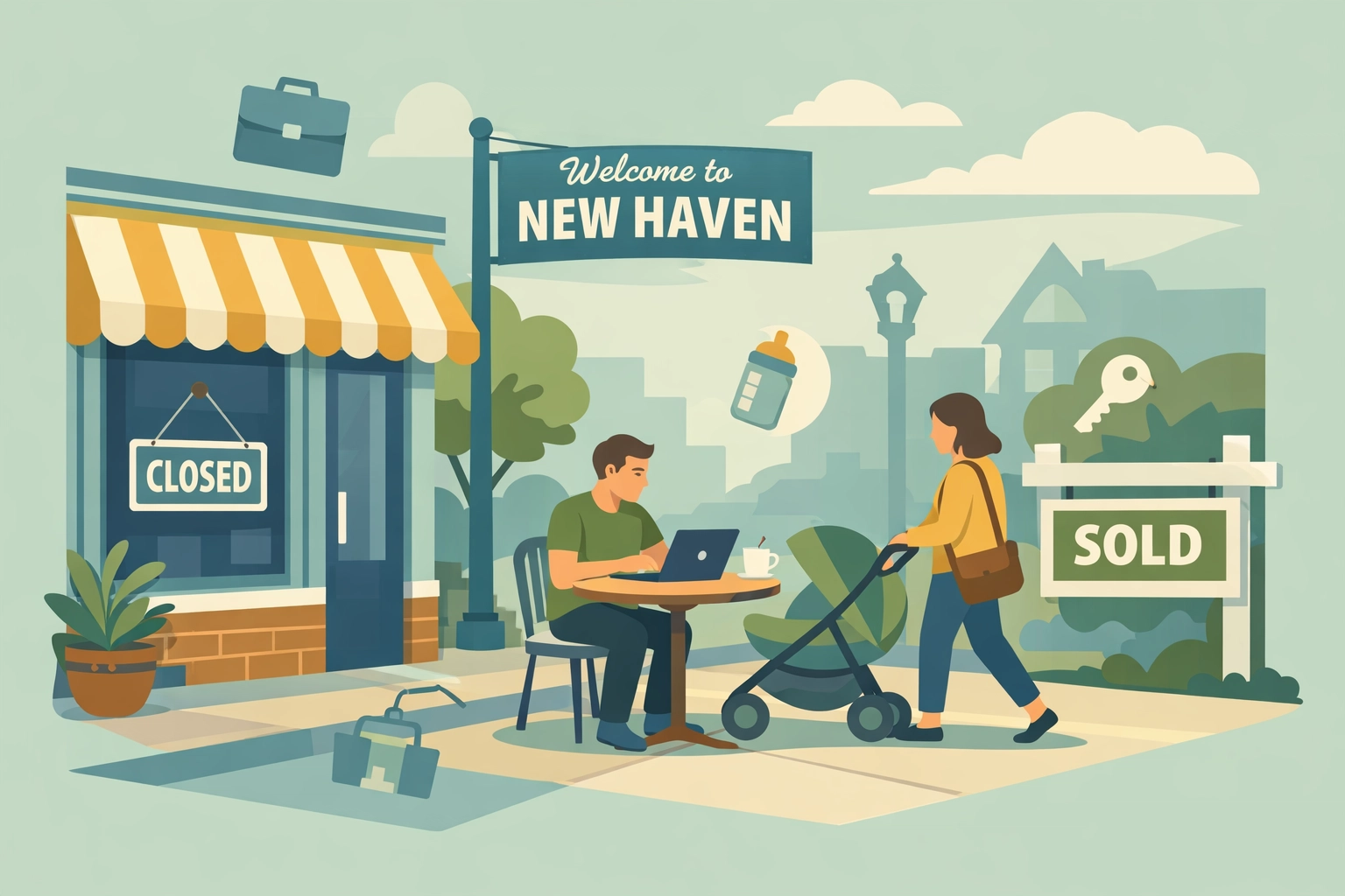 New Haven street scene showing life changes that impact tax filing status and refunds