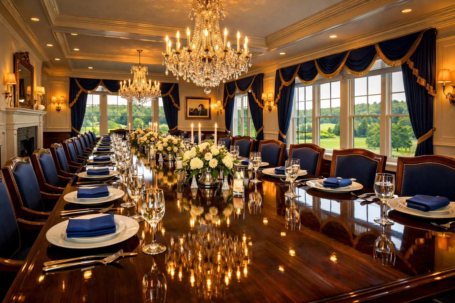 Polished formal dining room in a Hamilton home with reflective surfaces following professional estate cleaning.