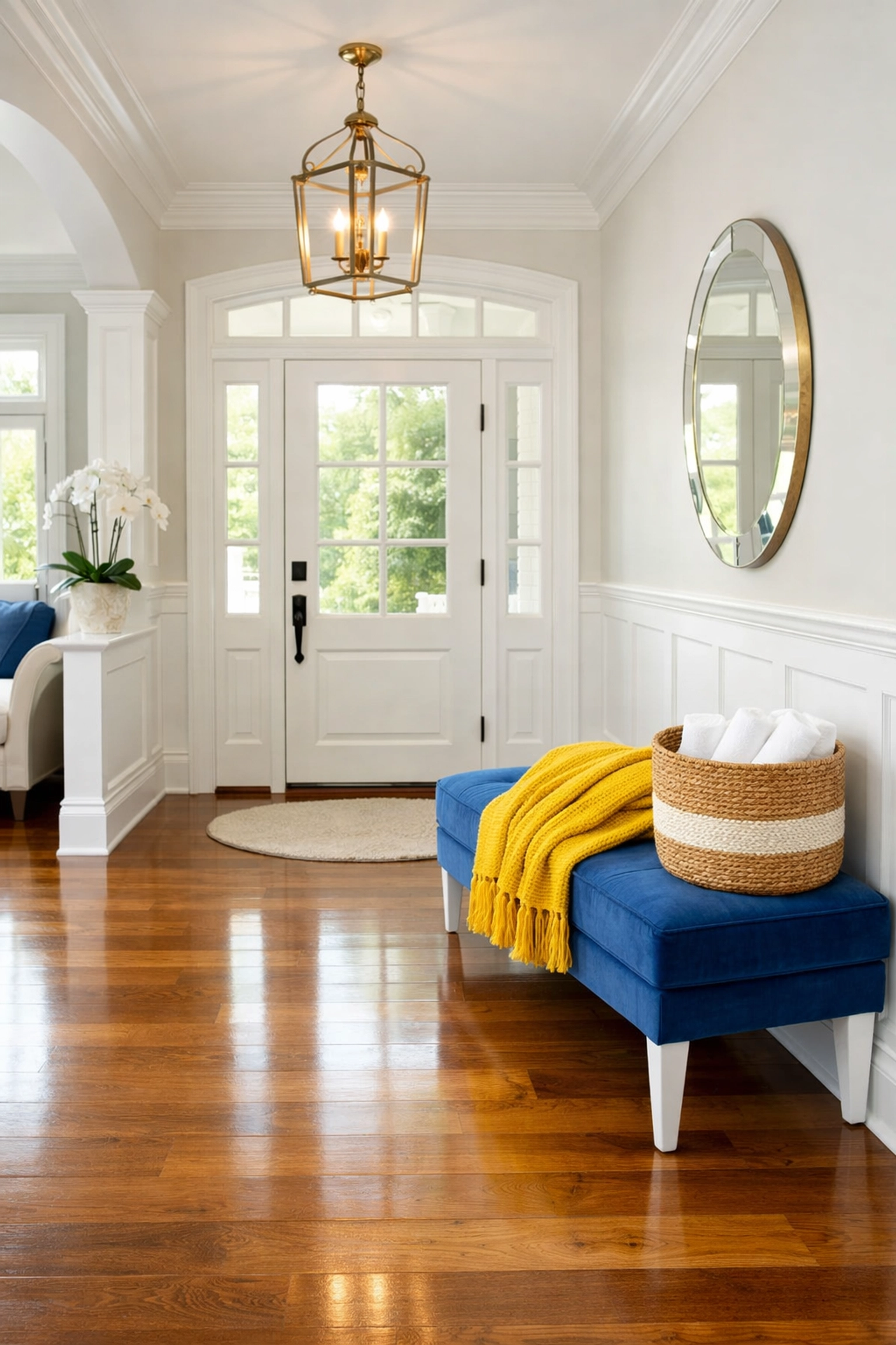 A perfectly polished and uncluttered home entryway after weekly house cleaning Phillipston MA.