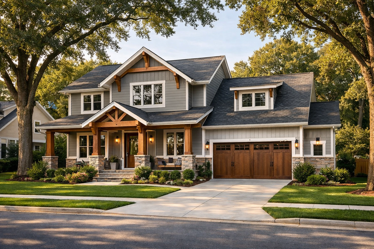 High-end craftsman home in Raleigh, NC, illustrating how local location and curb appeal impact property values.
