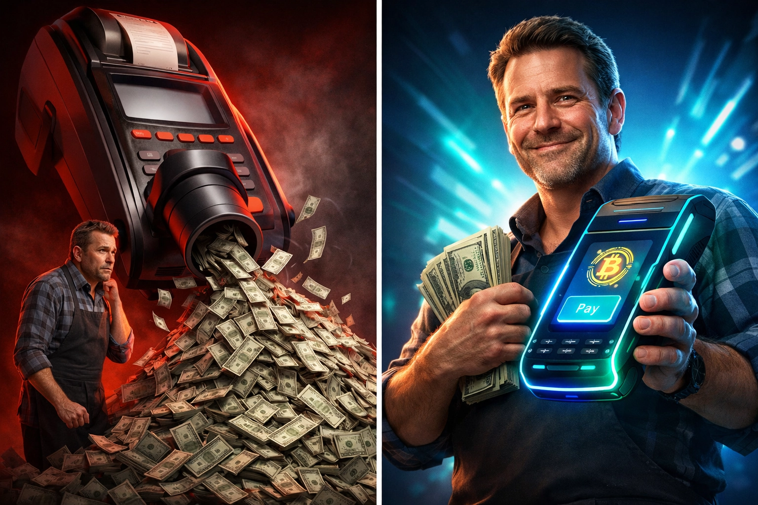 Traditional payment fees draining cash vs crypto POS system preserving business revenue