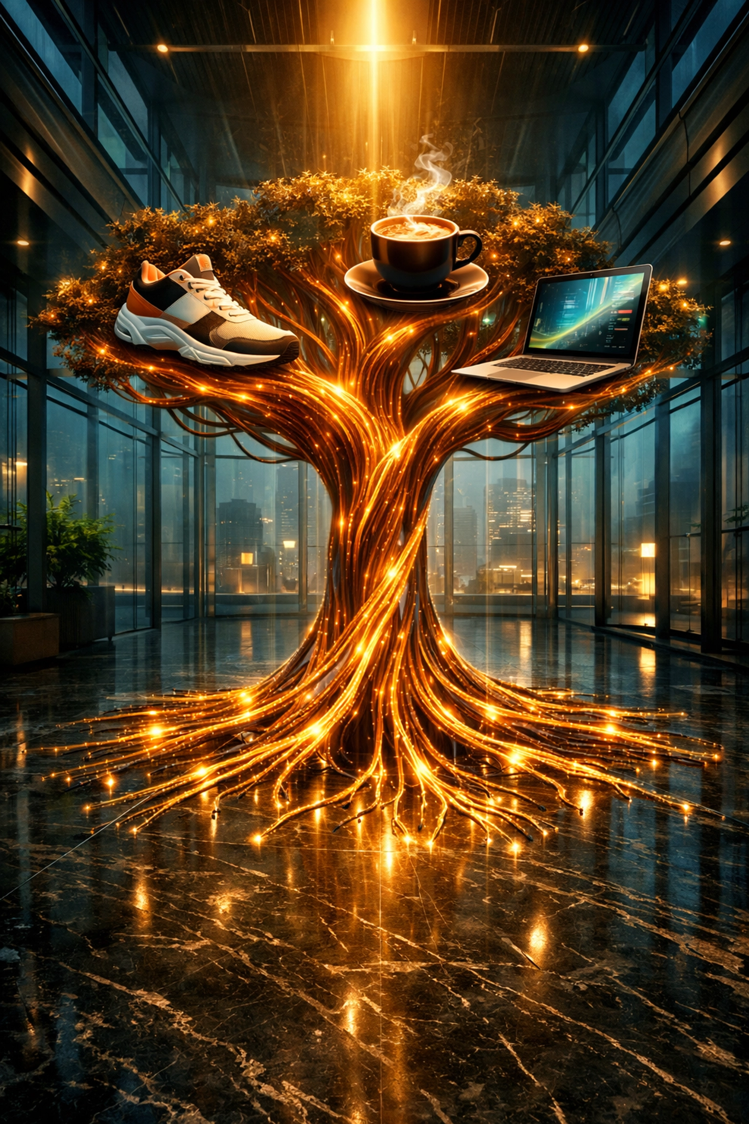 Data-driven growth tree illustrating increased lifetime value and ROI for various business sectors.