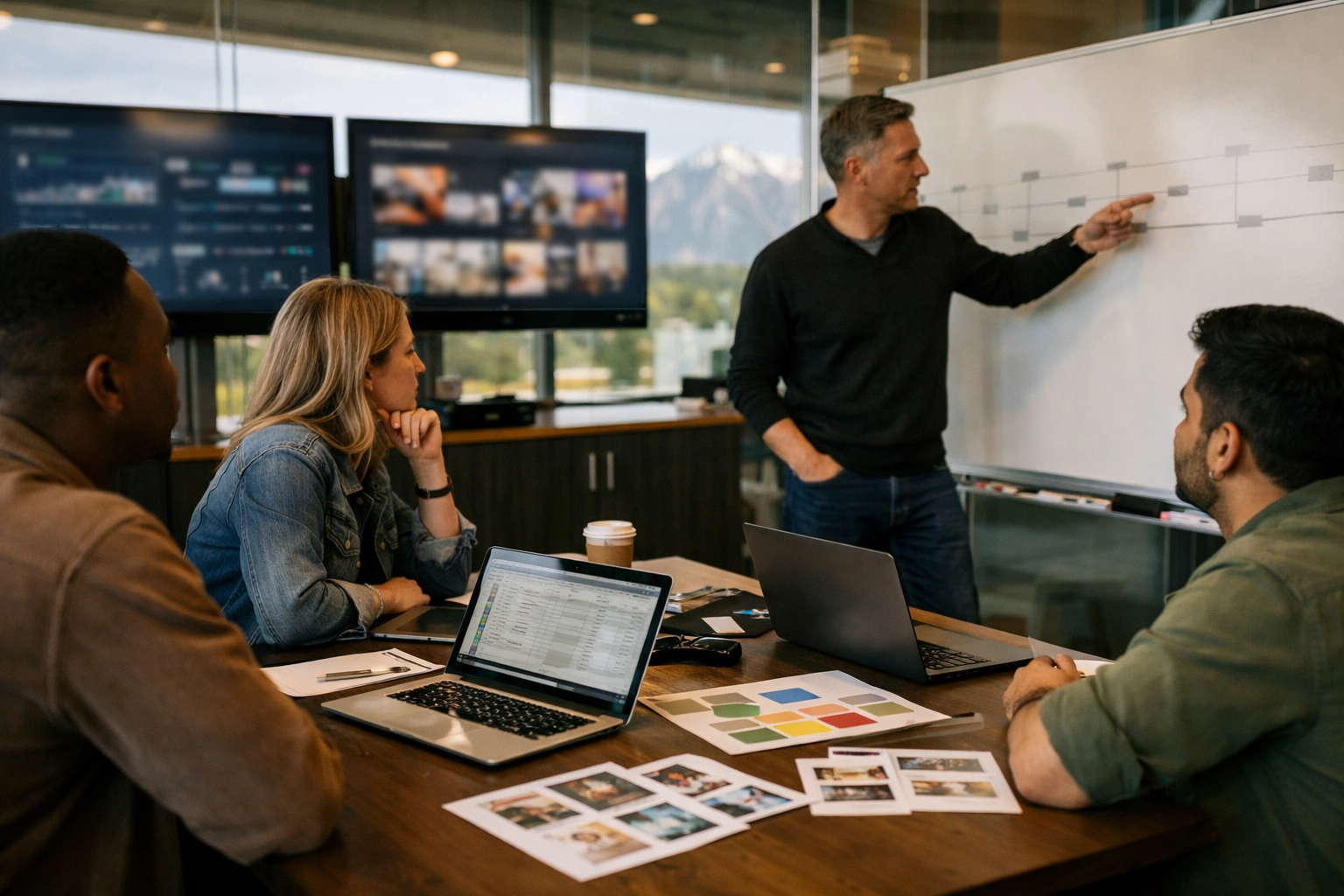 Dakdan Worldwide team strategically planning a multi-channel sponsorship activation using global media assets.