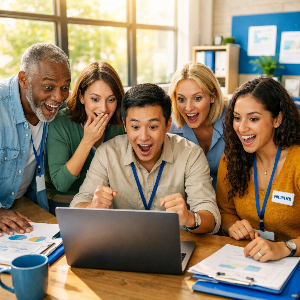 Nonprofit team discovering major gift prospects using AI-powered donor analysis software