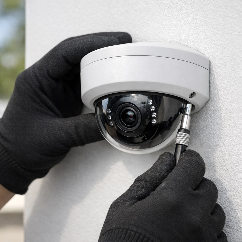 Expert CCTV installation of a high-definition IP camera for a secure, subscription-free home system.