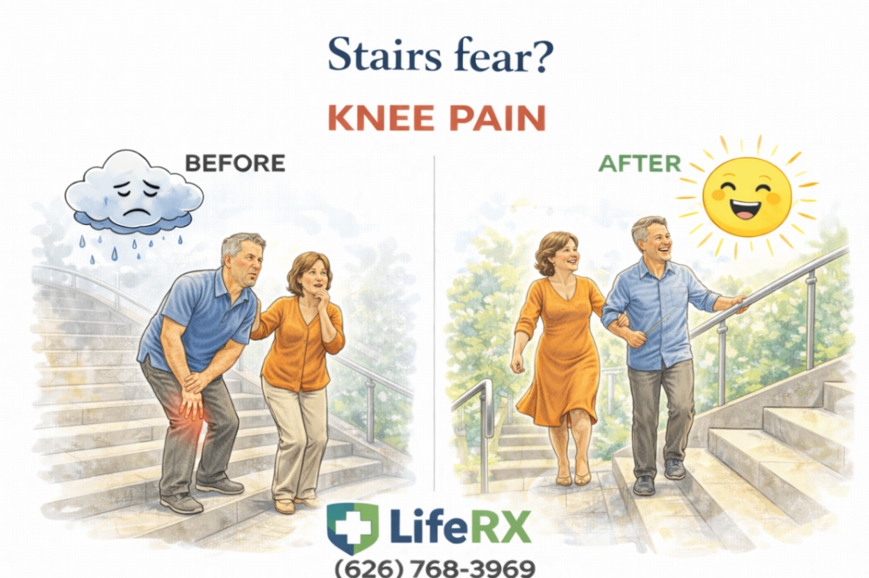 Split Image: Knee Pain to Recovery at LIFE Rx THERAPY