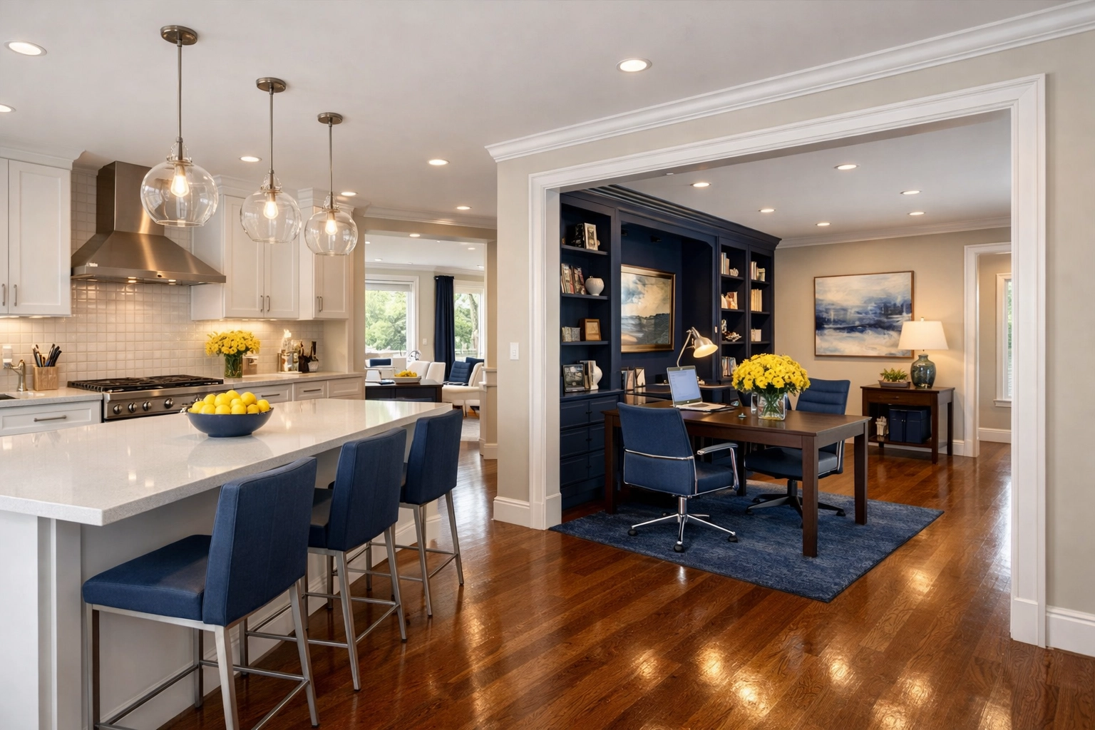 Immaculate kitchen and workspace highlighting professional house and office cleaning in Westford and MetroWest.