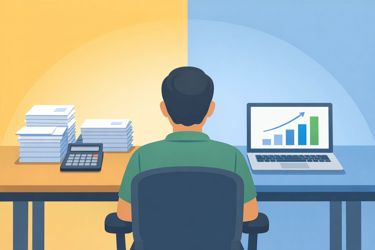 Person comparing itemized deductions vs standard deduction using calculator and laptop
