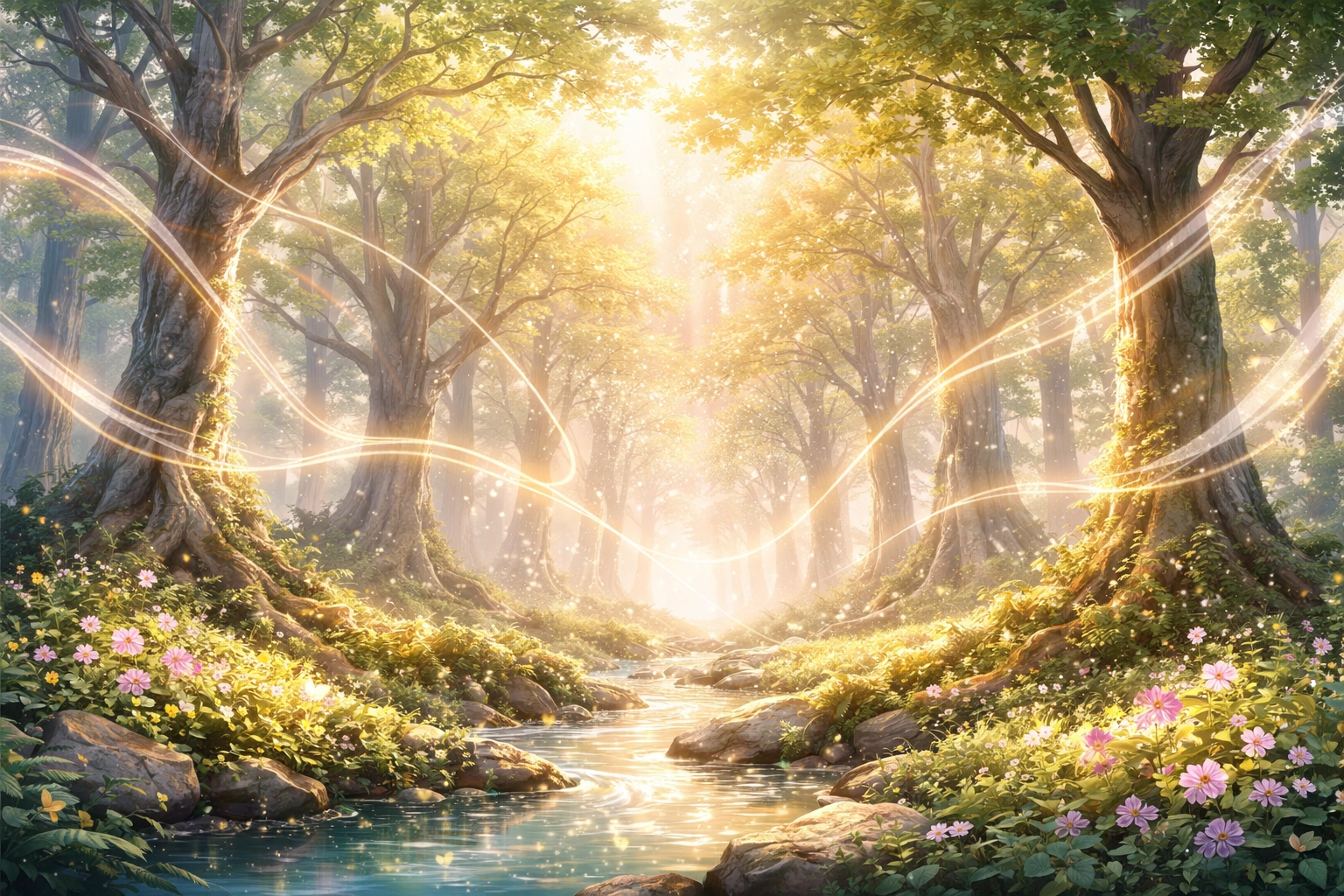 Golden light returns to the Whispering Woods as threads of song restore life to the enchanted forest