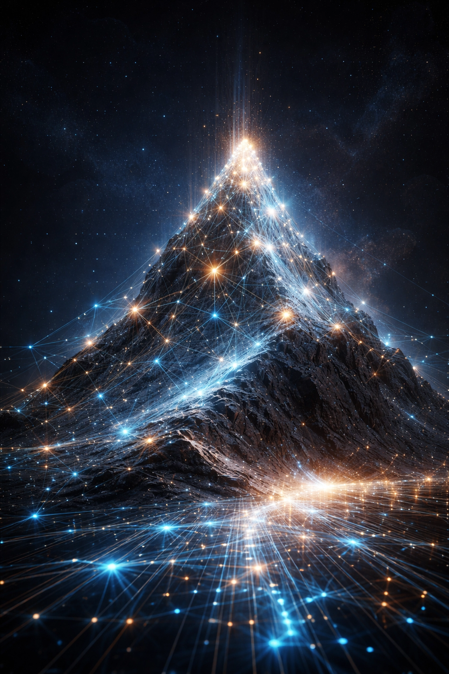 Digital network mountain visualizing modern portfolio diversification and digital asset integration in 2026