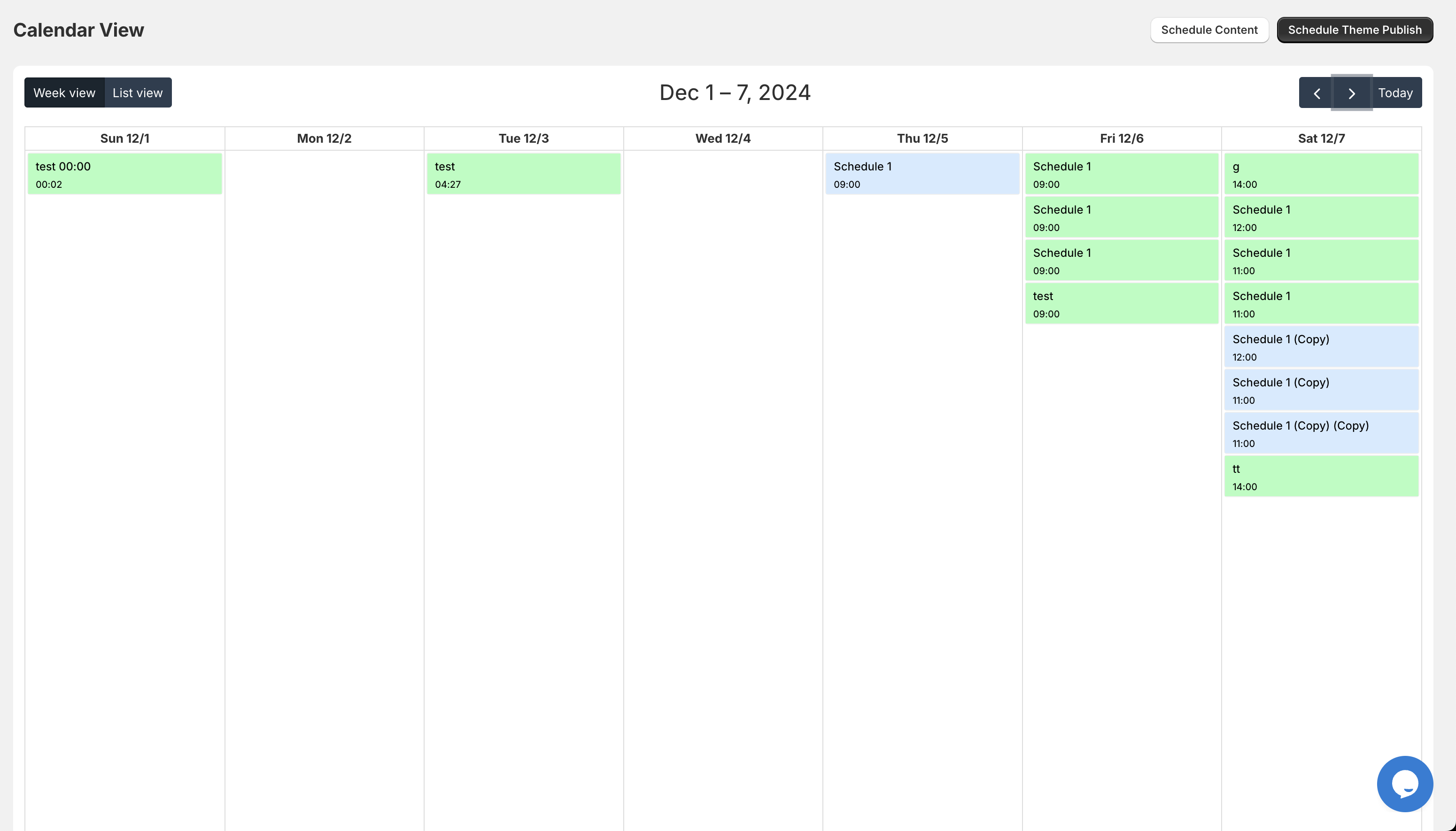 Weekly Calendar Interface for Shopify Content Management