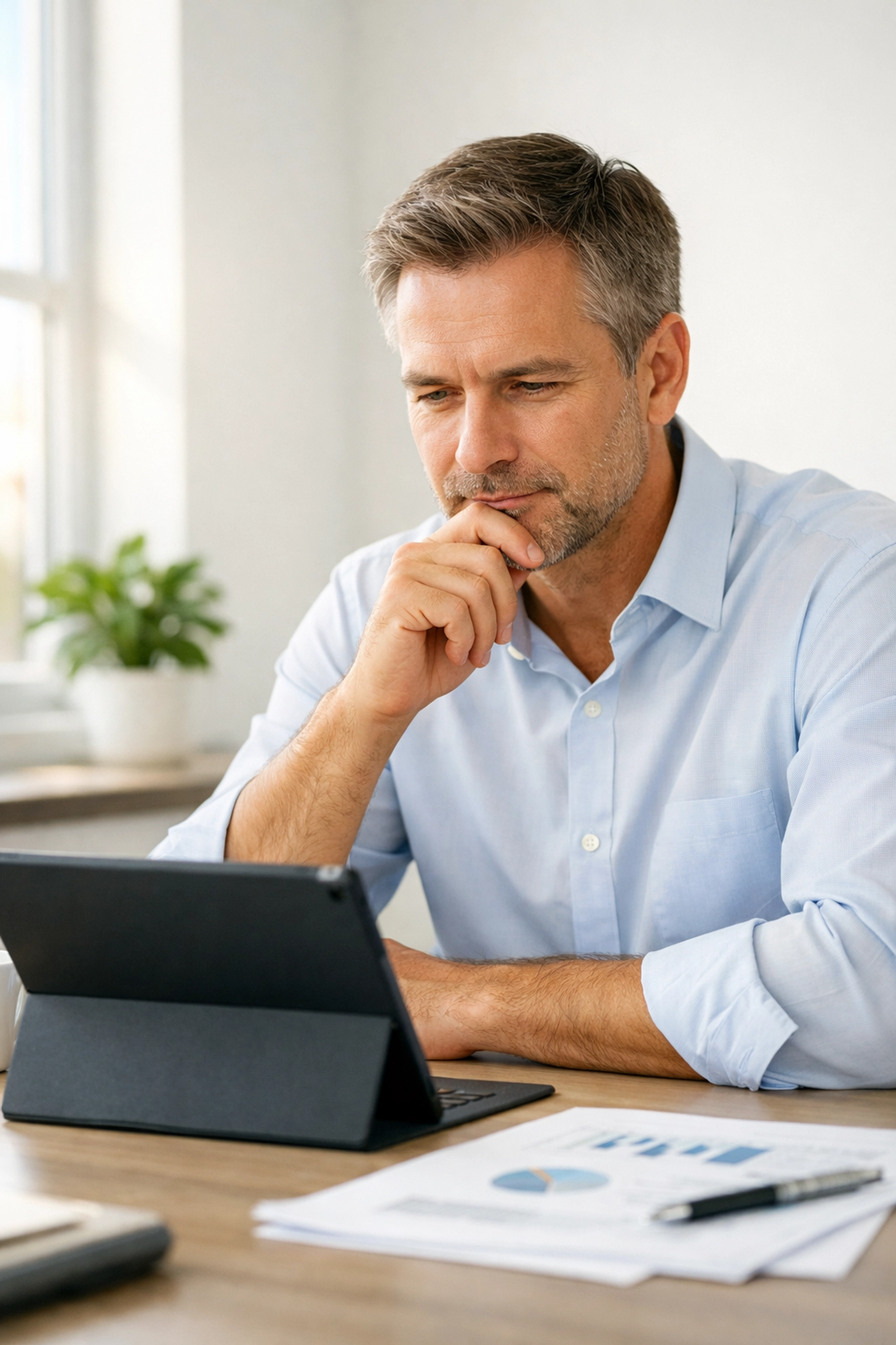 Professional bookkeeper analyzing financial data with strategic oversight beyond AI automation