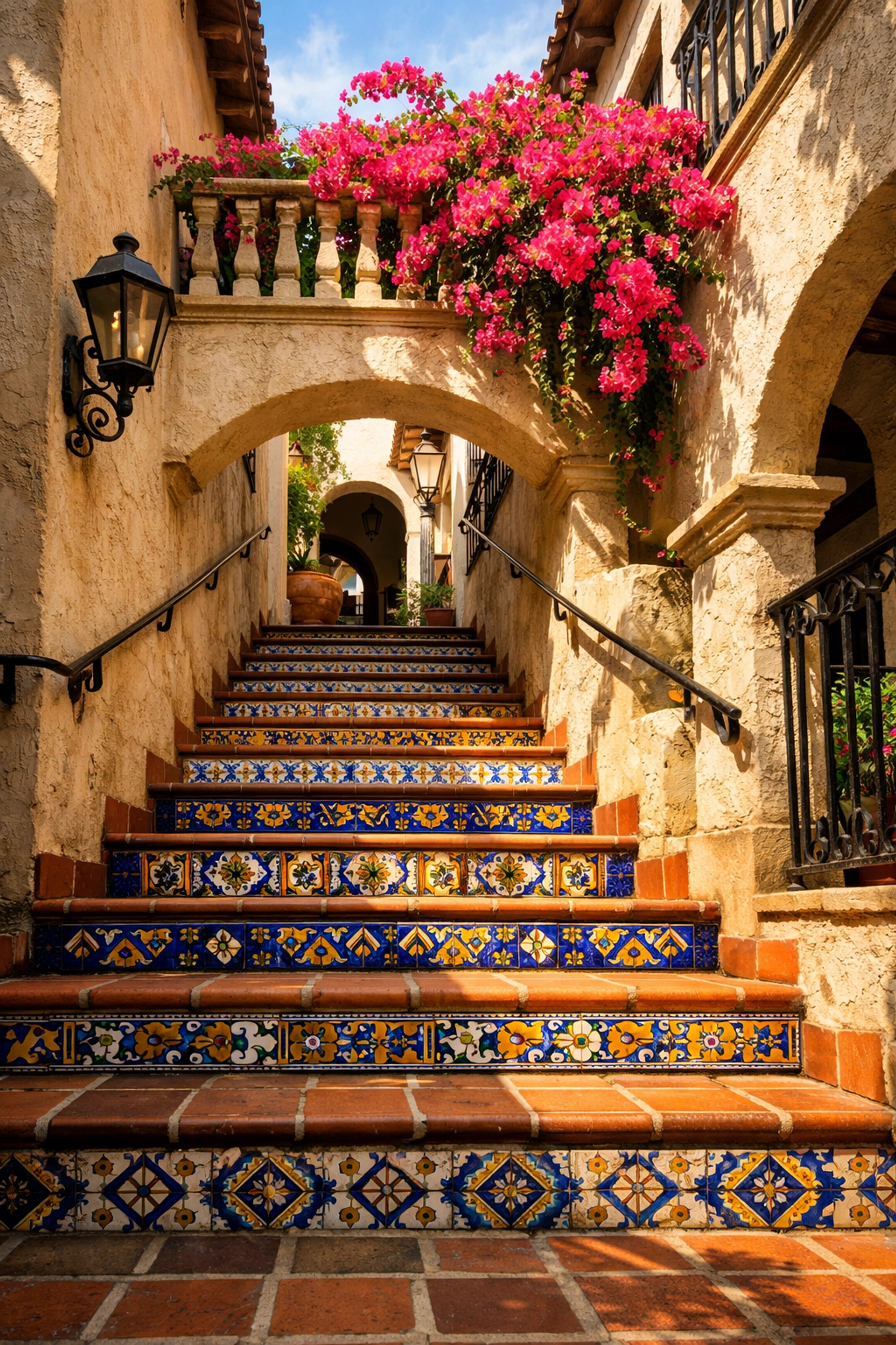 Colorful tiled stairs at Via Mizner, a hidden gem and one of the best photography locations in Palm Beach.