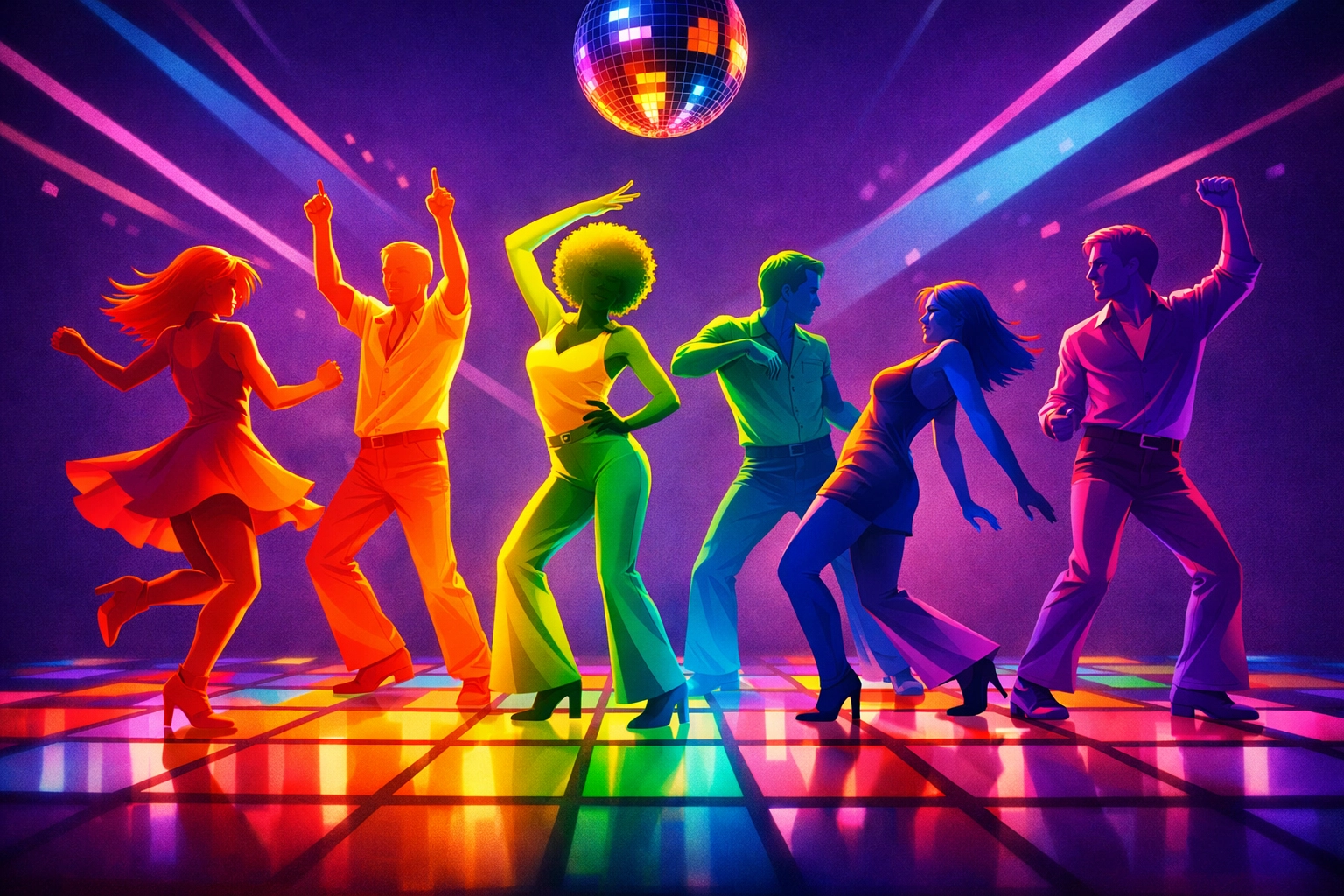 Individual free-form dancing on 1970s gay disco floor showing liberation and joy