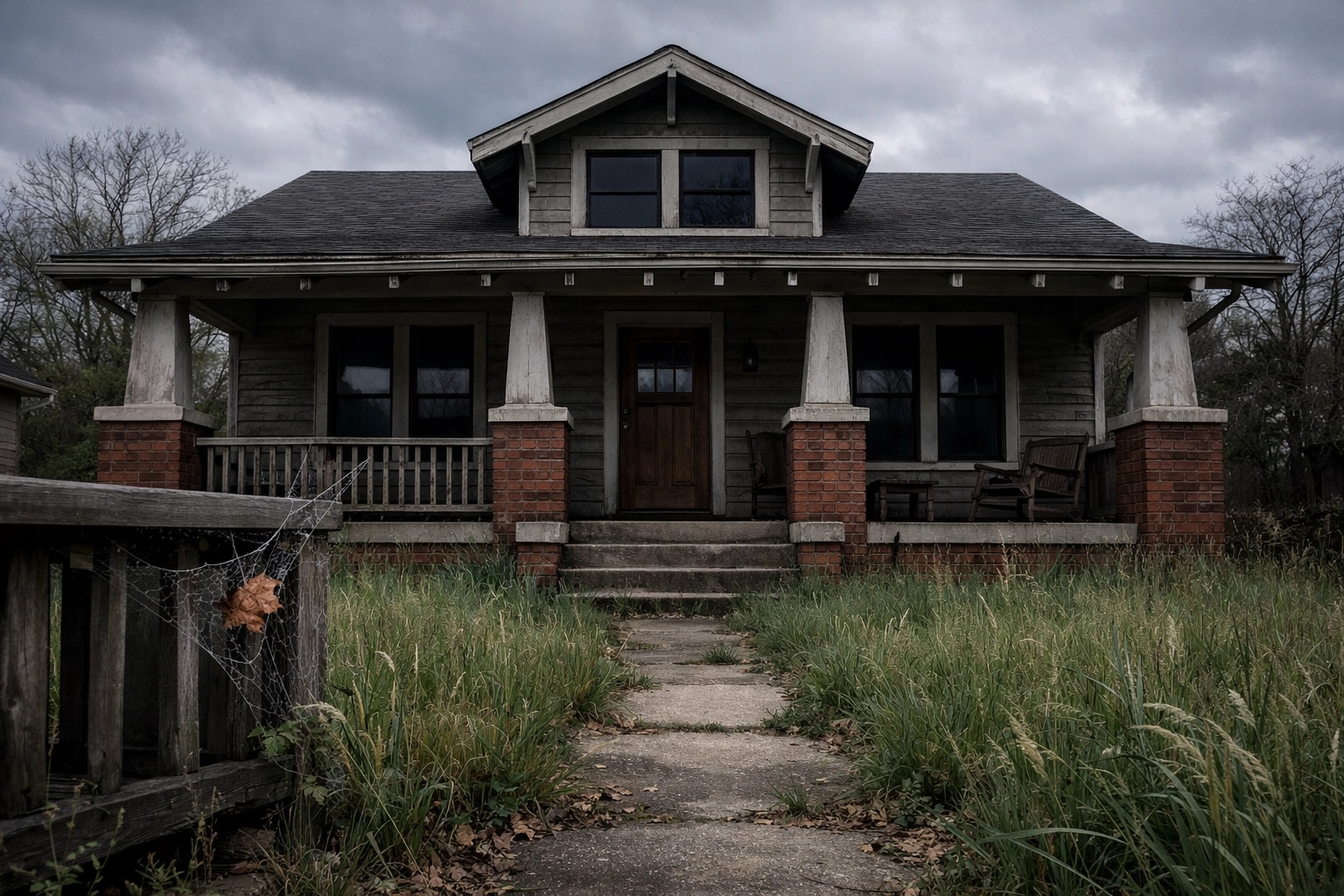 Vacant house in Nashville with an overgrown lawn, highlighting the risks of property neglect.