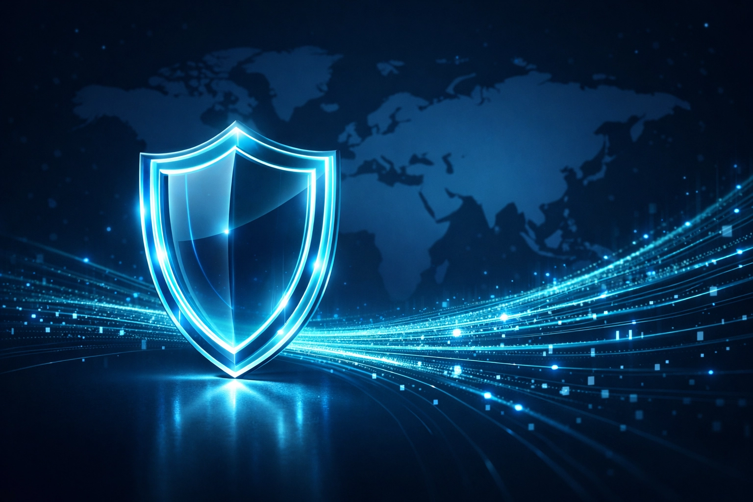 A digital security shield protecting global data to ensure international privacy compliance for small businesses.