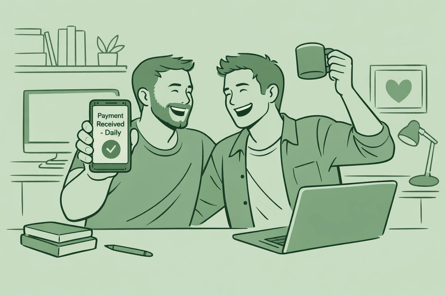 Gay authors celebrating daily royalty payments from MM romance book sales