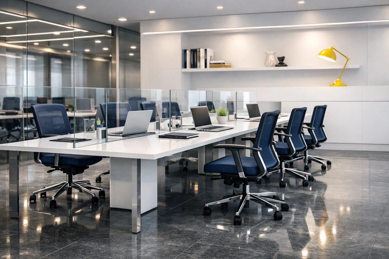 Clean and organized modern office in Milford highlighting professional commercial cleaning services.