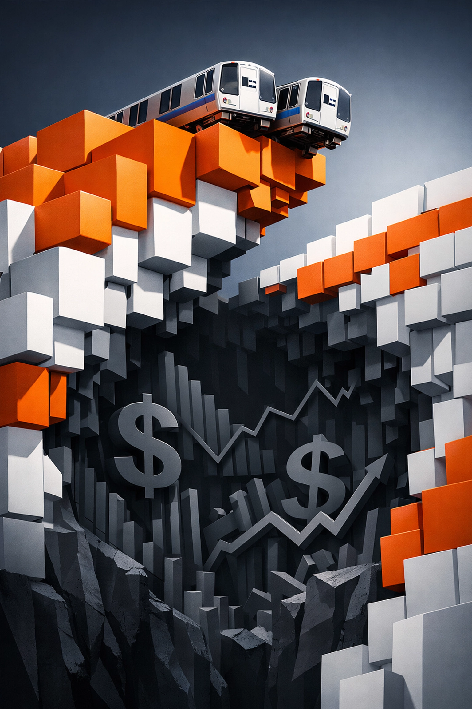 BART trains at fiscal cliff edge illustrating Bay Area transit funding crisis and revenue shortfall