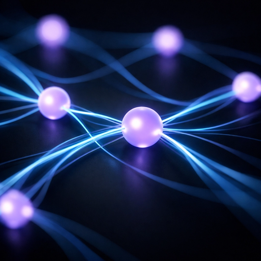 A glowing neural network representing the complex context and search intent of modern AI SEO.