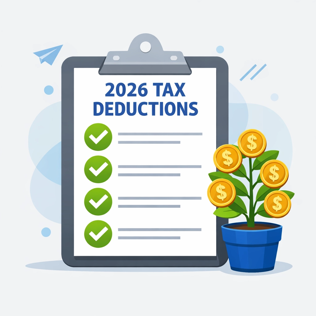 Checklist for 2026 tax deductions and a money plant to help maximize your tax refund.