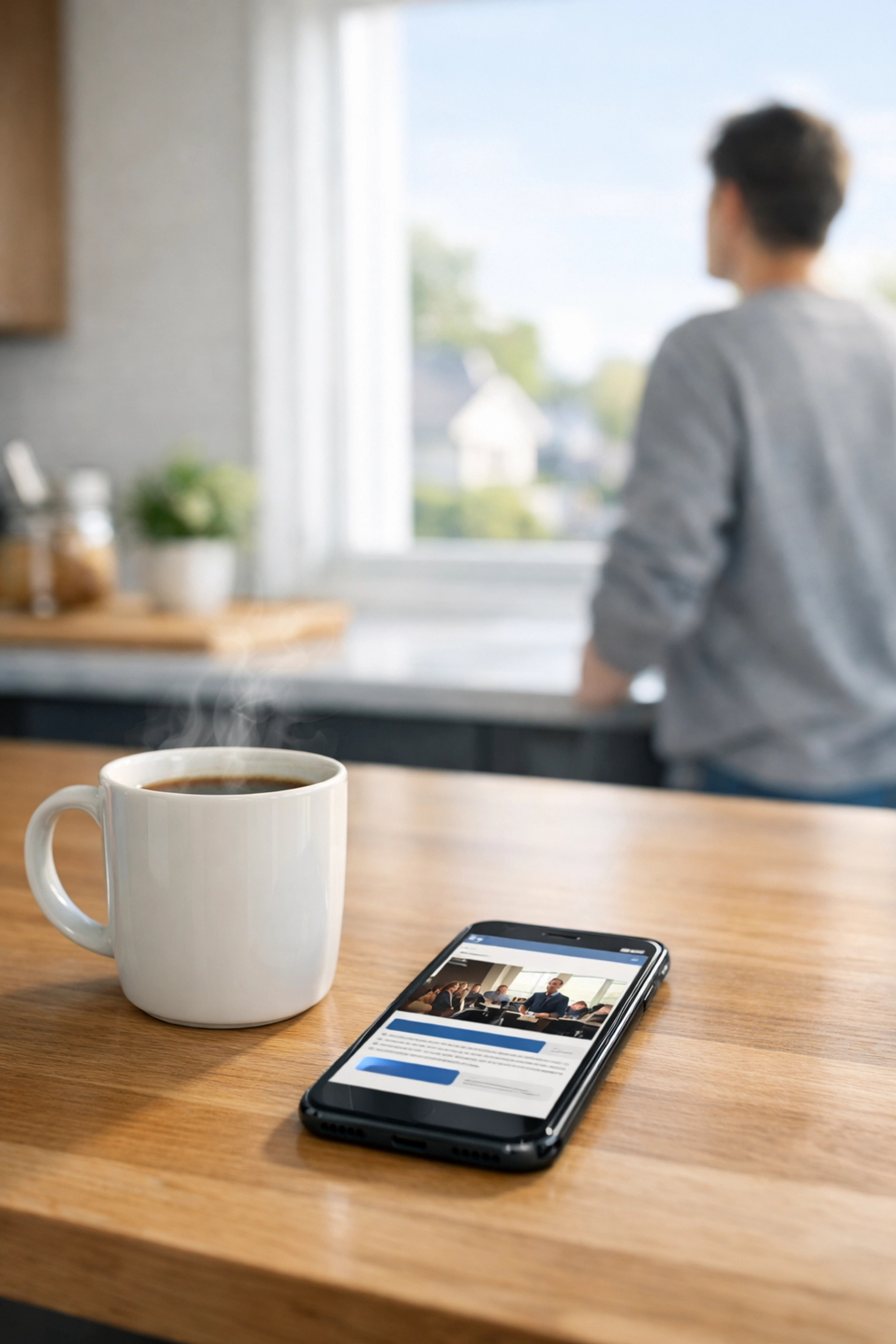 Reading daily press releases from Pledge Allegiance on a smartphone to stay in the loop with civic news.