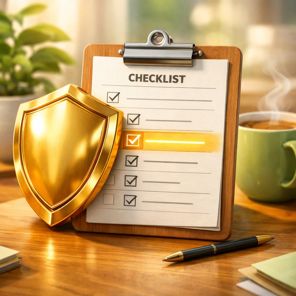 Golden shield protecting a family to-do list with 'Write a Will' highlighted for security.