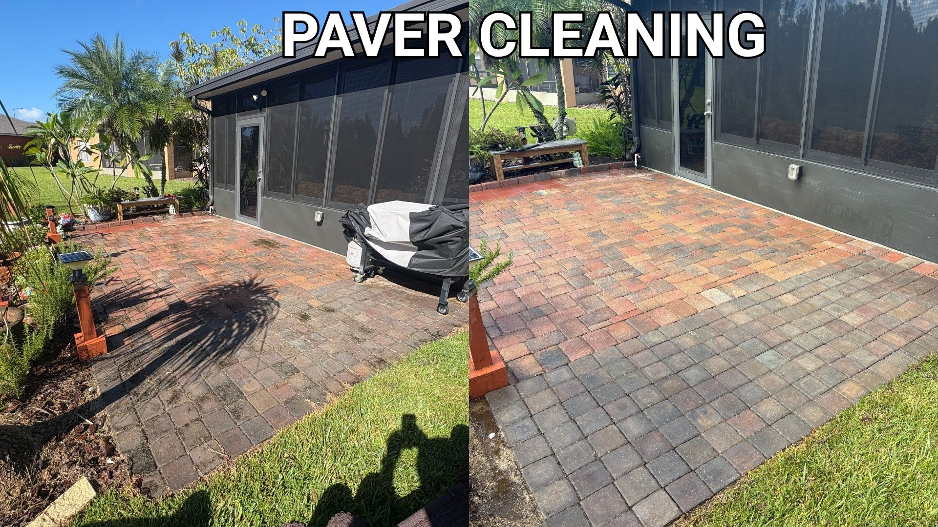 Side-by-side Patio Paver Cleaning Comparison