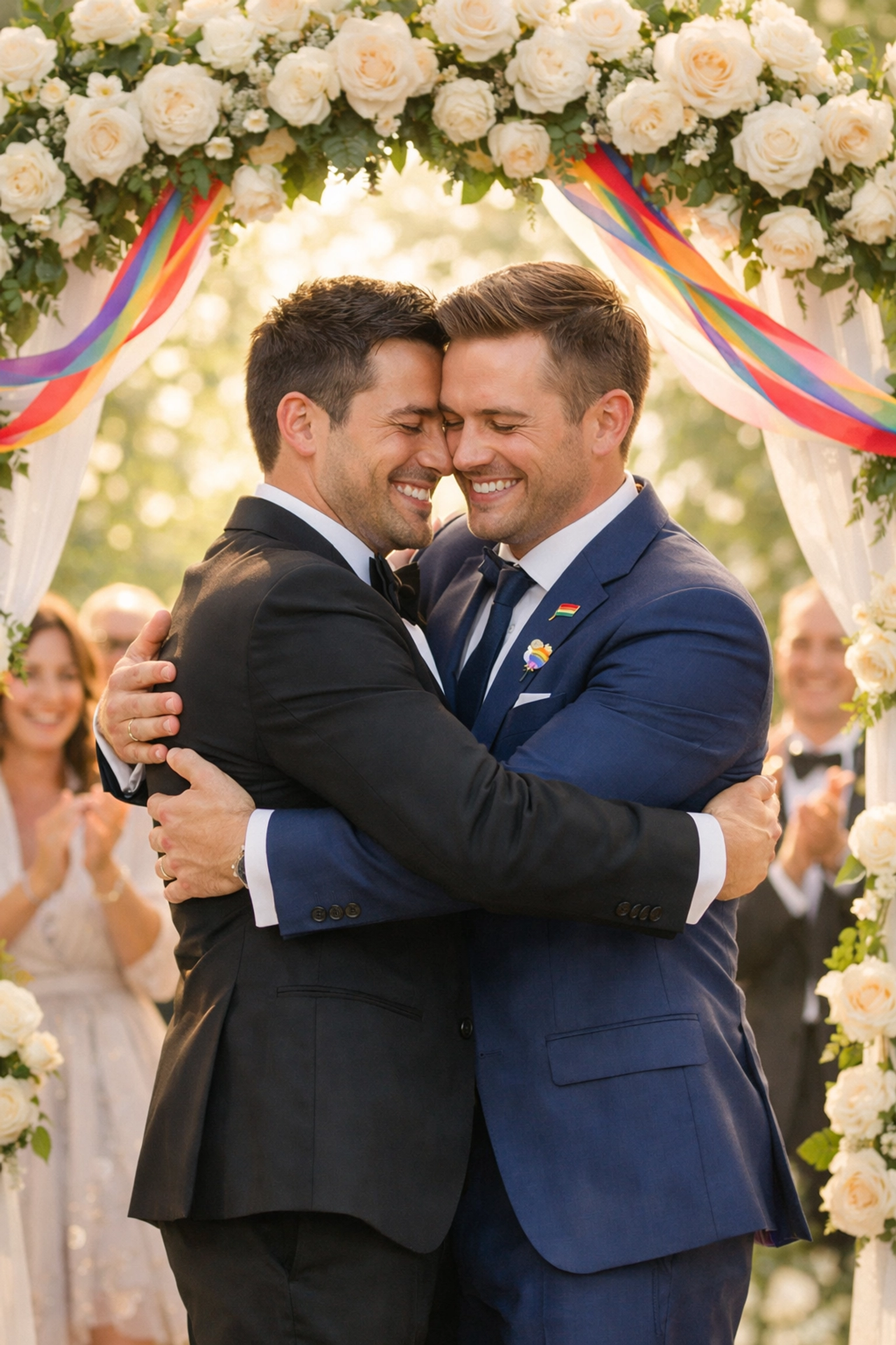 Two men at their wedding celebrating LGBTQ+ marriage equality and love