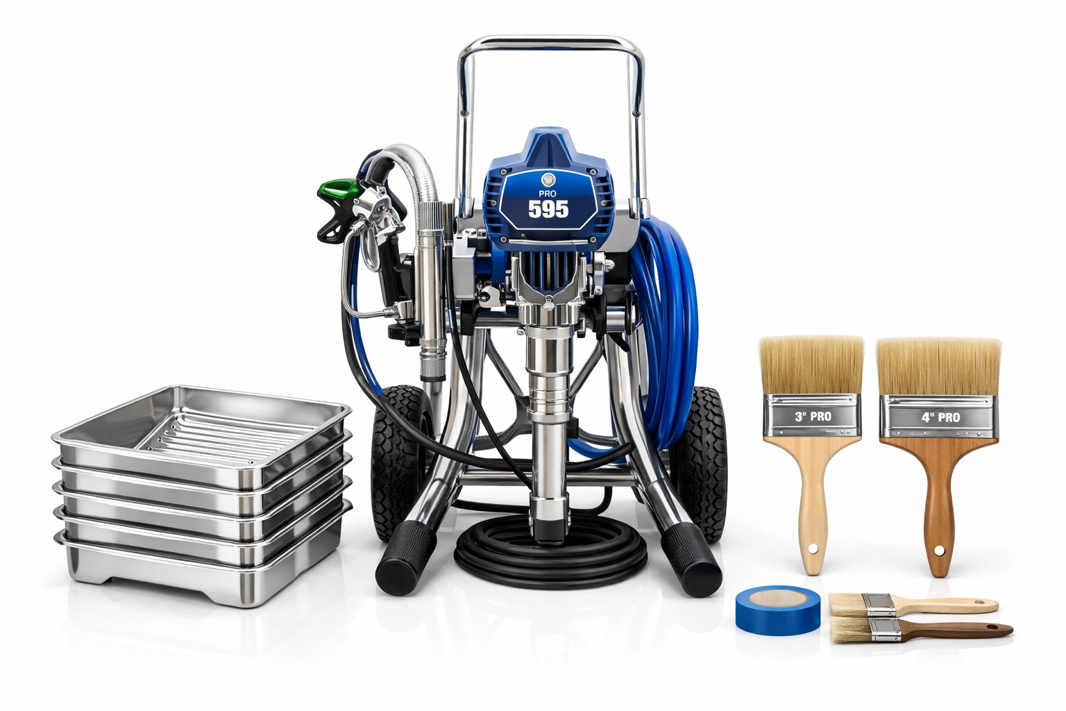 Professional commercial painting tools and airless sprayer used by decorators in Gloucestershire.