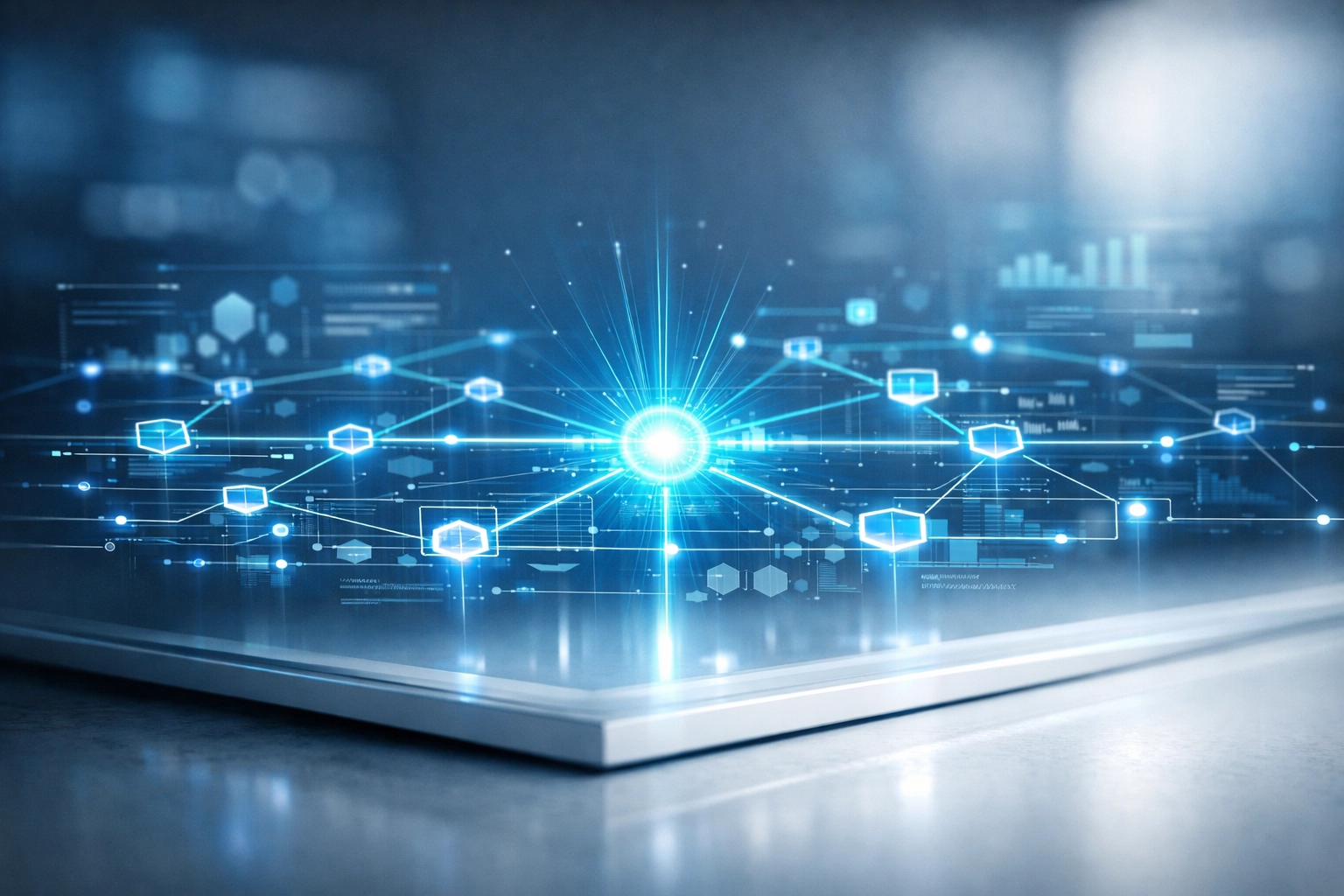 A digital transformation roadmap showing interconnected nodes for expert AI consulting services.
