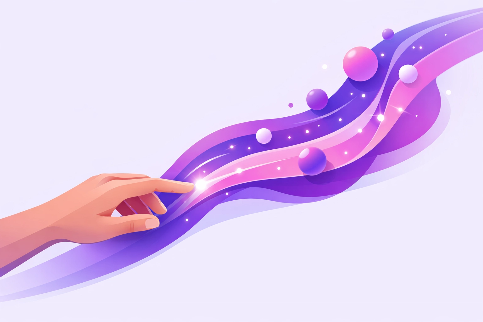 Human hand directing data particles to show the importance of human oversight in AI automation.