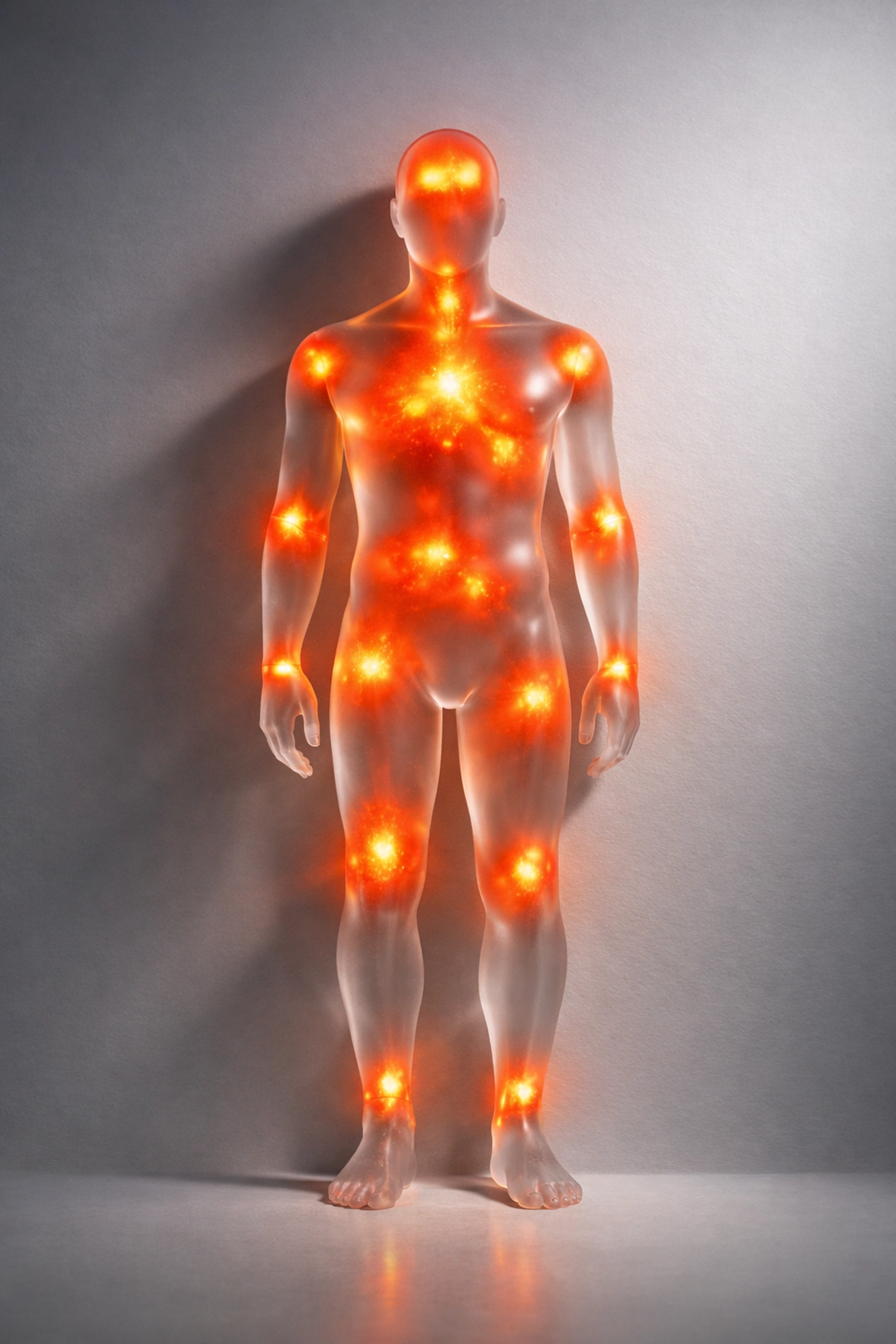 Visual representation of chronic inflammation spreading through the body systemically