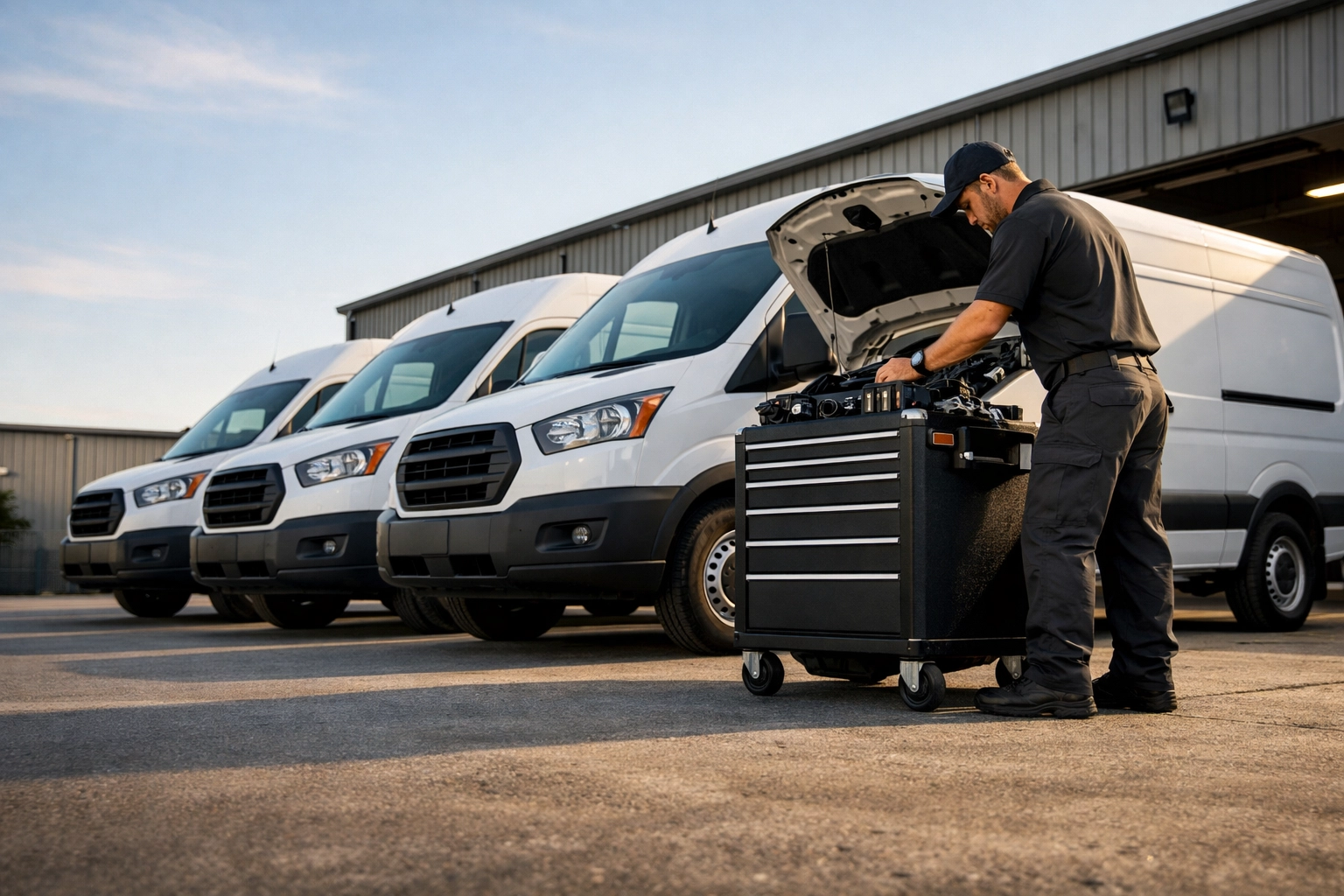 Onsite fleet maintenance for commercial vans provided by a professional Green Bay mobile technician.