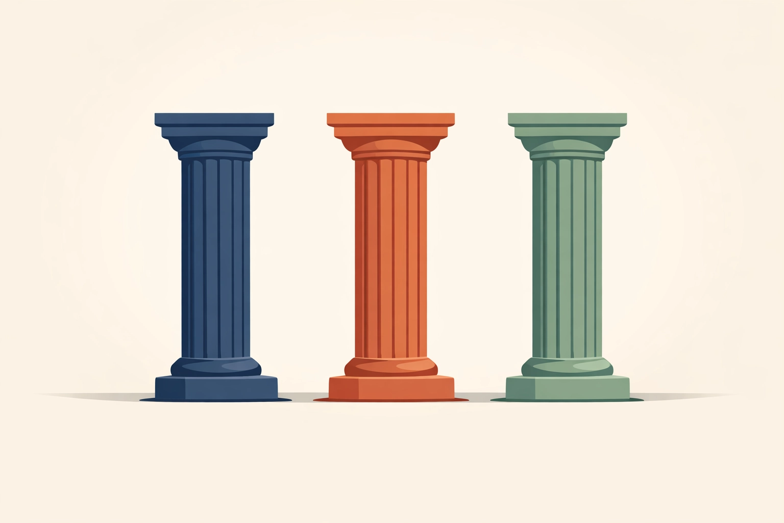 Three pillars representing character, competence, and caring foundations for church trust