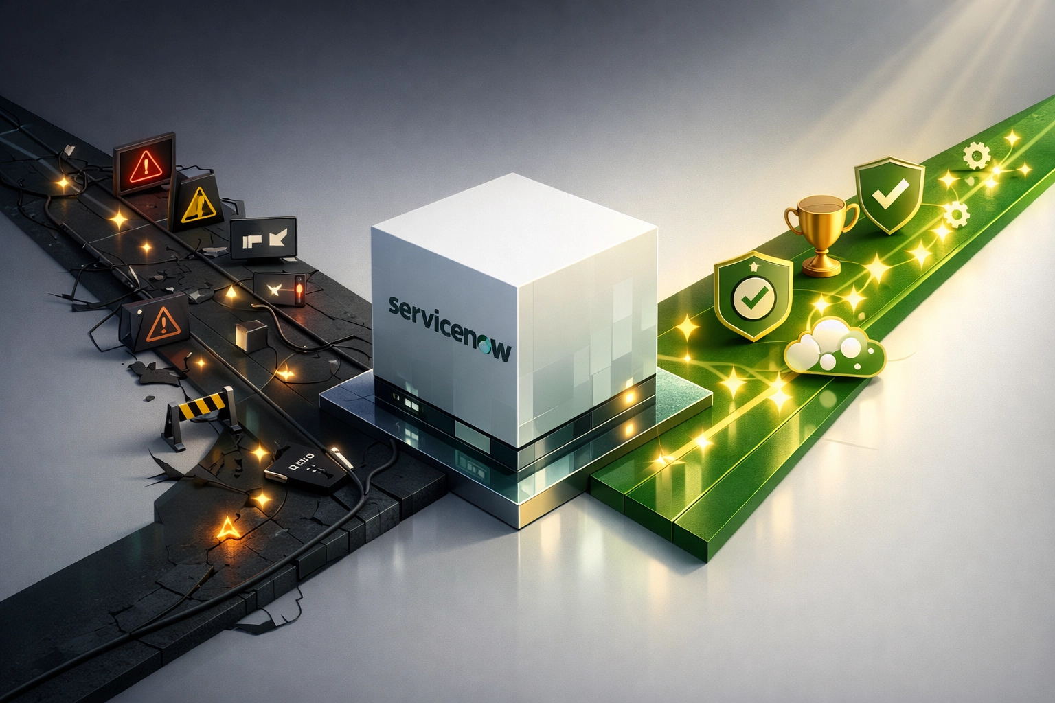 ServiceNow implementation partner comparison showing successful versus failed consulting paths